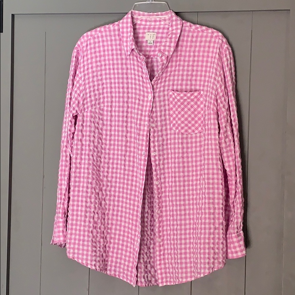Pink Gingham Button-down Shirt - L